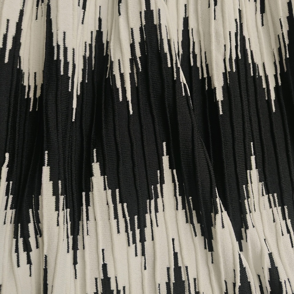 Maje Black White Zig-Zag Pleated Off-the-Shoulder Knit Midi Dress Size 3 L - Picture 9 of 14